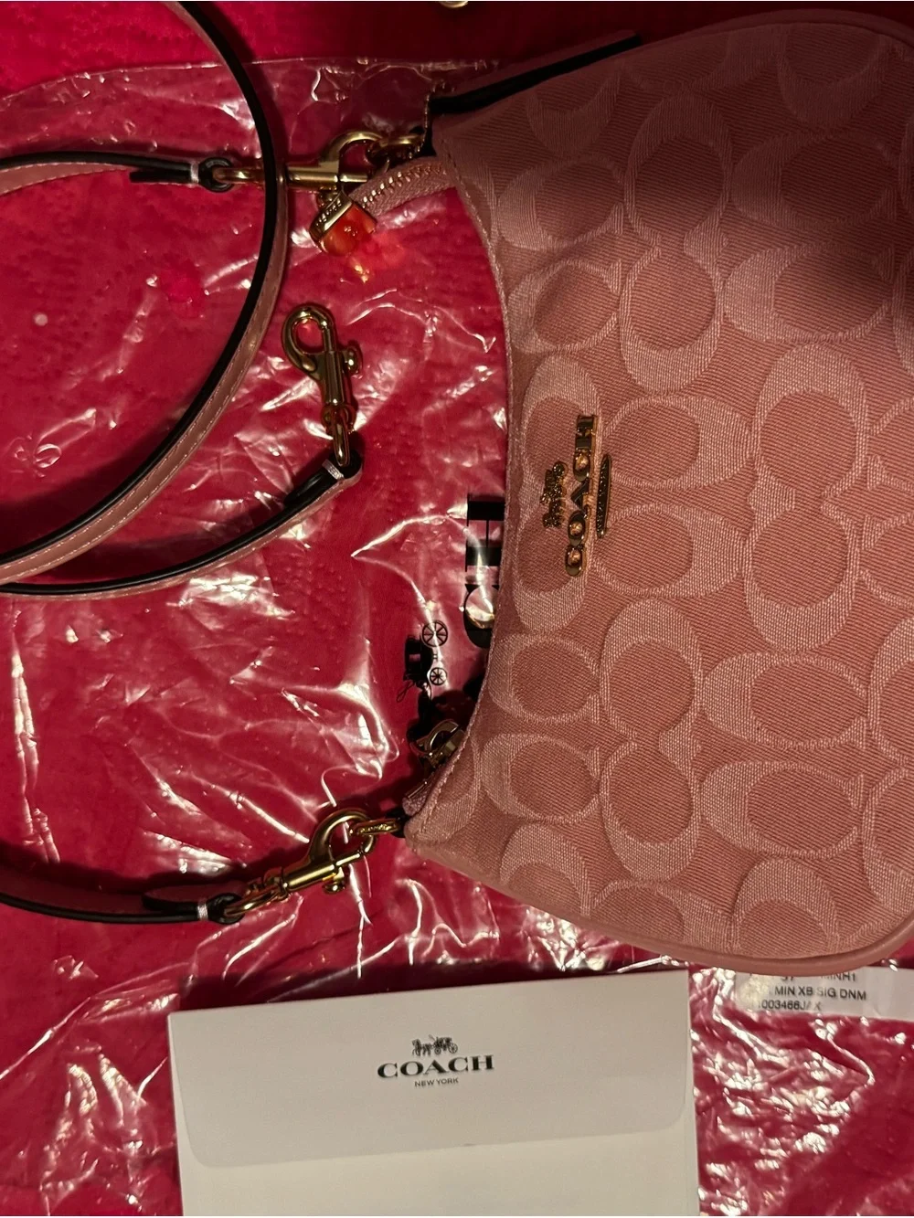 Coach Pink Signature denim Teri Mini Crossbody Bag